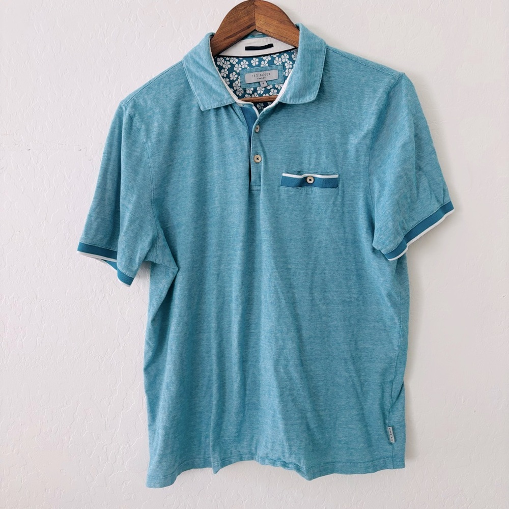 Ted Baker Men's Teal Blue Polo Shirt Size‎ 5 (US XL)